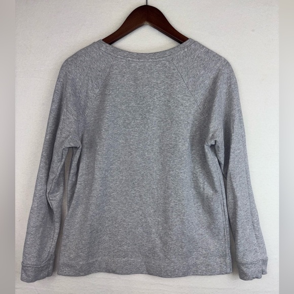 LOFT Ann Taylor Grey Sweater Top Sweatshirt‎ Jewel Pearl Sparkle Crew Neck Large - Picture 9 of 12